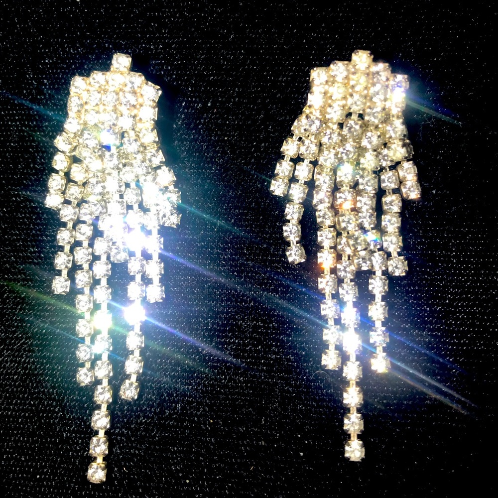 Antique Silver diamond hanging earrings
